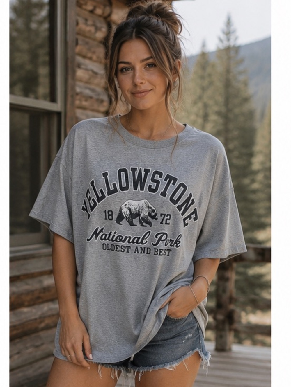 Y2K Yellowstone Bear Shirt XL-Delta Heavyweight 90’s USA - Picture 1 of 10